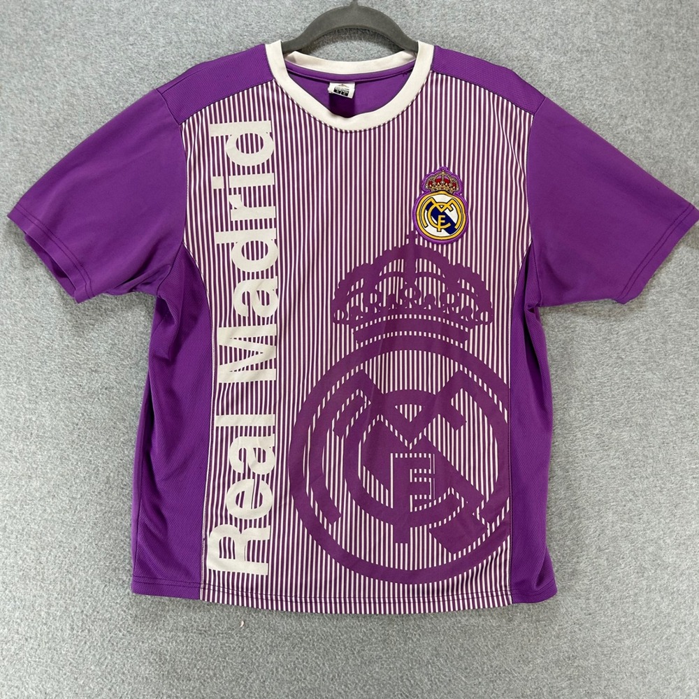 Real Madrid Soccer Jersey Shirt Mens Small Purple Graphic Tee Sportswear